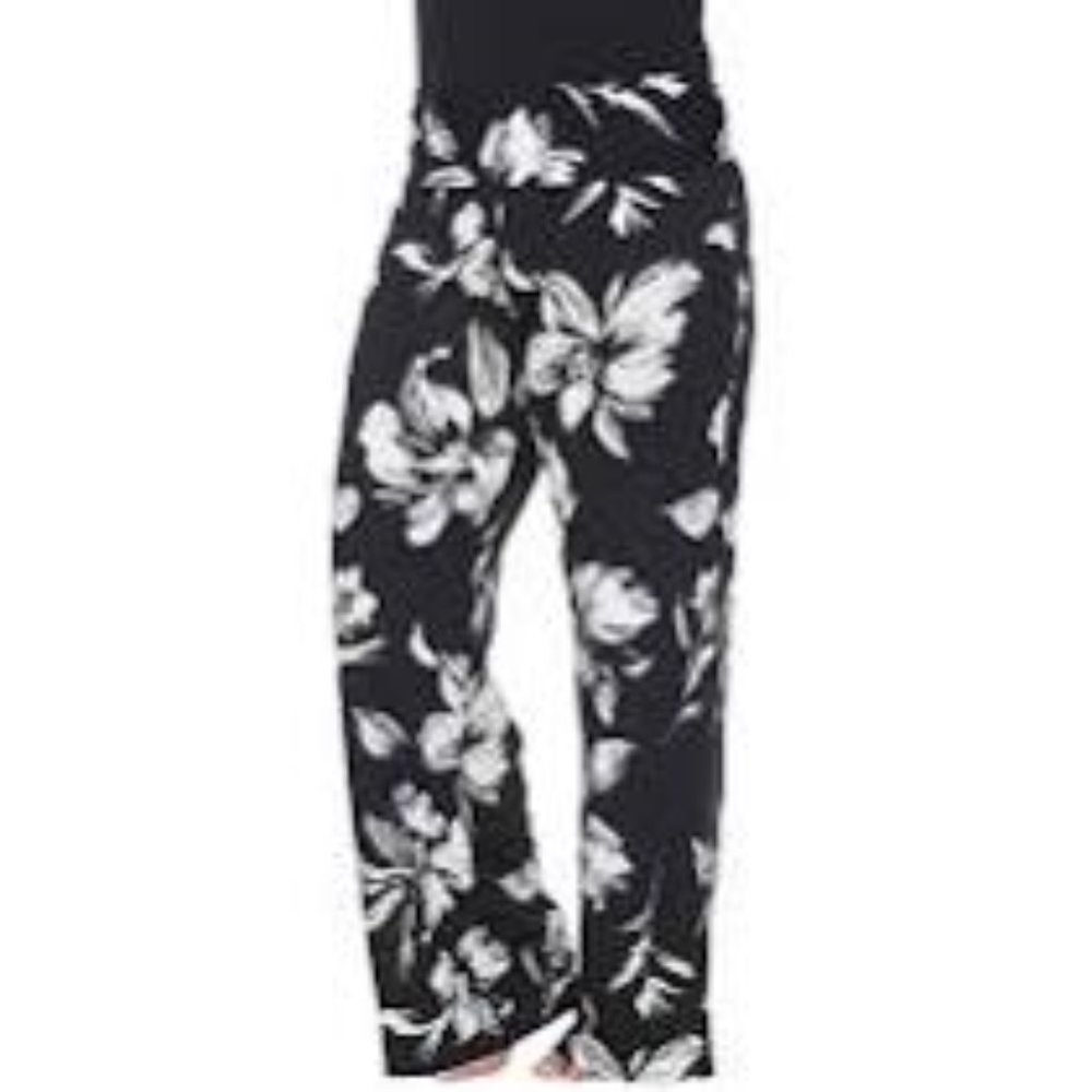 White Mark Flower Print Palazzo Pants